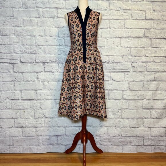 eshakti Dresses & Skirts - eShakti Tan Neoprene Aztec Print Tunic Dress
